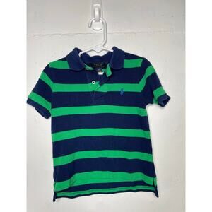 Polo Ralph Lauren Boys 2T Striped Polo Short Sleeves Navy Blue Green